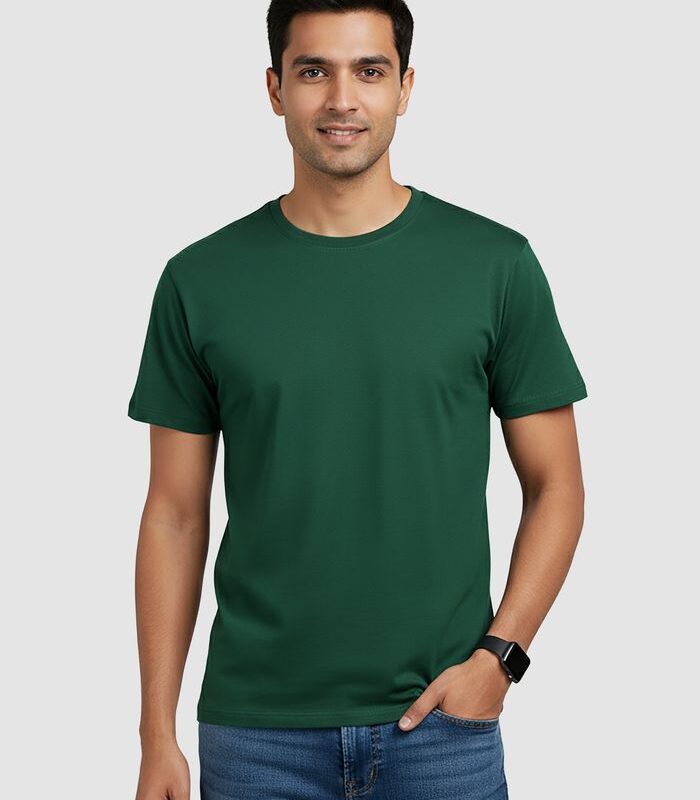 Bottle Green Plain T-Shirt